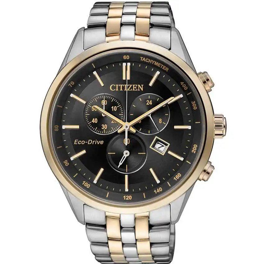 CITIZEN AT2144-54E MEN’S ECO-DRIVE CHRONOGRAPH TWO-TONE BRACELET WATCH - Large