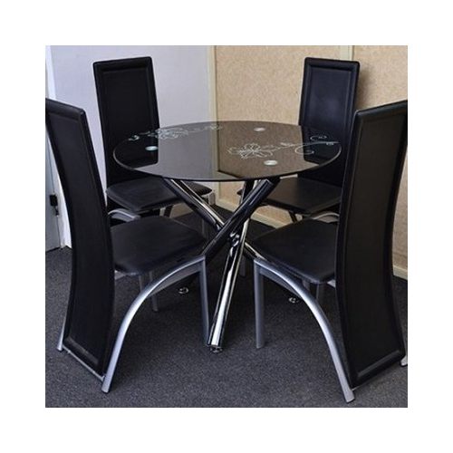 Deluxe Dining Set with 4 Chairs (Black)