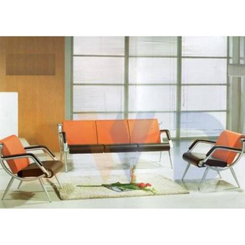 Deluxe 5-Seater Office Sofa (Black & Orange)