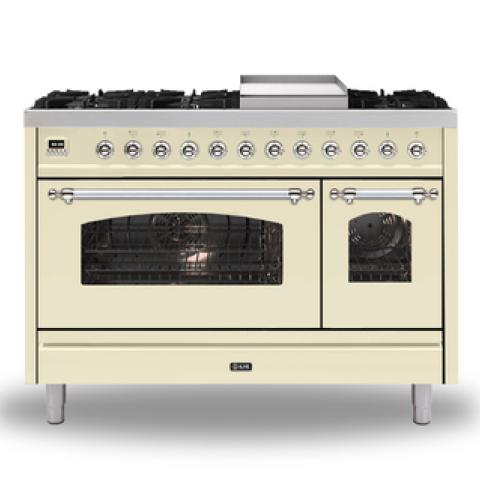 ILVE Gas Cooker | P12FNE3/MGG 120cm cooker 90cm + 30cm ovens and 6 gas burner top & Fry Top