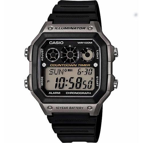 Casio AE1300WH-8AV Men’s Digital Black Rubber Quartz Watch - Large