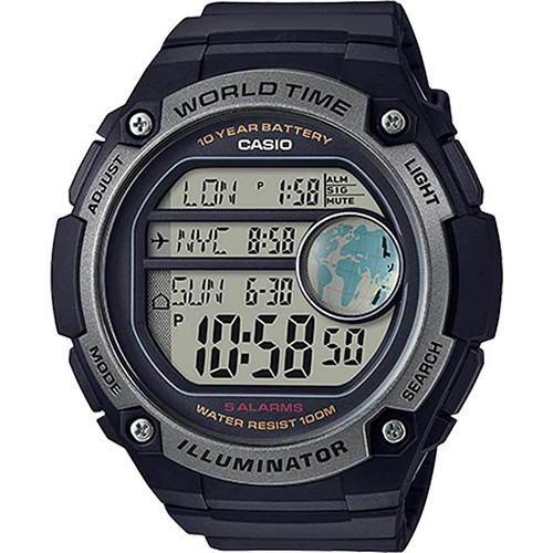 Casio AE3000W-1AV Men’s Digital World Time Resin Band XL Size Watch