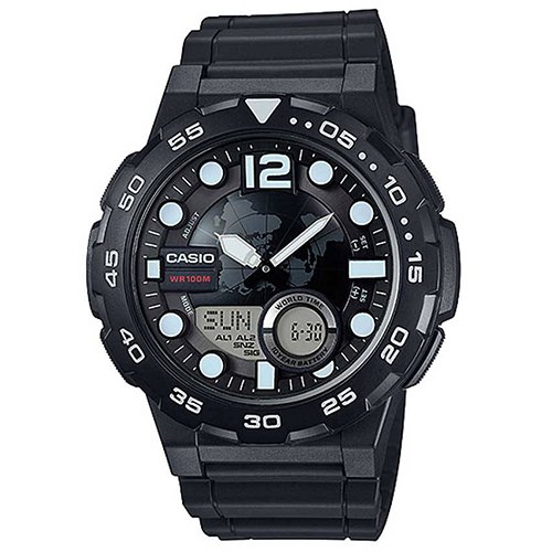 Casio AEQ100W-1AV Men’s ‘3D Dial’ Quartz Resin Automatic Watch - Large