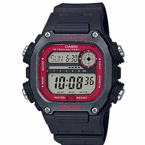 CASIO DW-291H-1BVDF MEN’S RED DIAL RESIN STRAP DIGITAL WATCH - Large