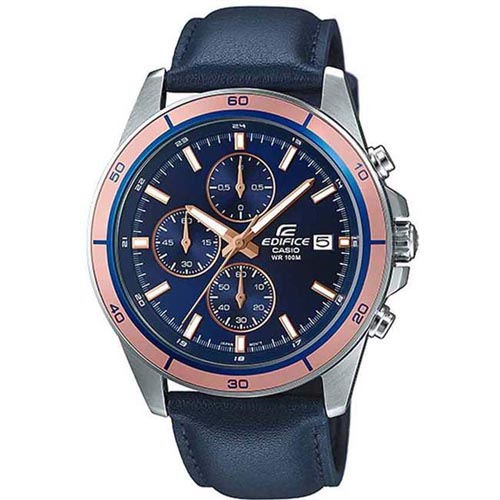 CASIO GENTS EFR-526L-2AVUDF EDIFICE CHRONOGRAPH BLUE LEATHER MEDIUM WATCH