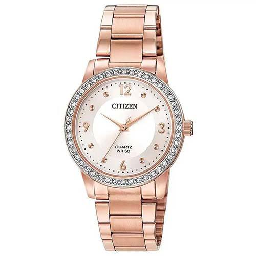 CITIZEN EL3093-83A WOMEN’S QUARTZ ROSE GOLD OFF-WHITE DIAL WATCH