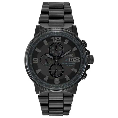 CITIZEN CA0295-58E MEN’S NIGHT HAWK ECO-DRIVE BLACK CHRONOGRAPH WATCH