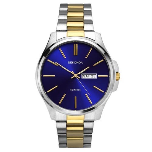 SEKONDA SK1440 MEN'S BLUE DIAL STAINLESS STEEL BRACELET MEDIUM SIZE WATCH