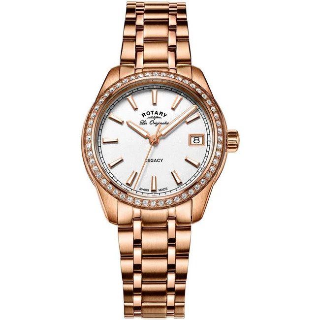 ROTARY LB90176/01 WOMEN'S LEGACY ROSE GOLD SWISS MEDIUM WATCH