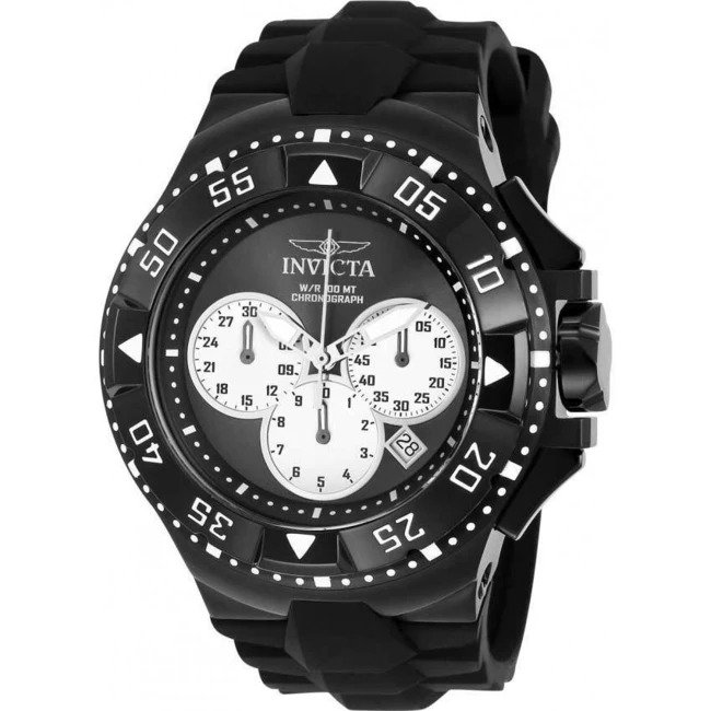 INVICTA 23041 MEN'S EXCURSION QUARTZ CHRONOGRAPH BLACK, SILVER DIAL LARGE WATCH