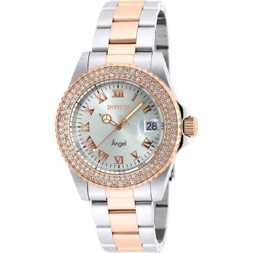 INVICTA 21322 WOMEN'S ANGEL QUARTZ 3 HAND SILVER DIAL LARGE WATCH