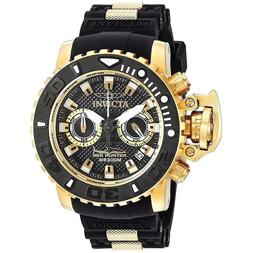 INVICTA 20475 MEN’S SEA HUNTER QUARTZ MULTIFUNCTION BLACK DIAL LARGE WATCH - Large