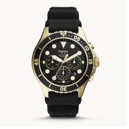 FOSSIL FS5729 FB-03 MEN’S CHRONOGRAPH BLACK DIAL, SILICONE WATCH