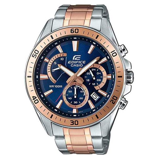 CASIO GENTS EFR-552SG-2AVUDF EDIFICE CHRONOGRAPH TWO-TONE BLUE DIAL BRACELET WATCH - Large