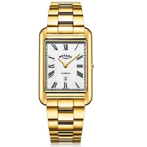 ROTARY GB05283/01 MEN'S CAMBRIDGE GOLD RECTANGULAR CASE WATCH