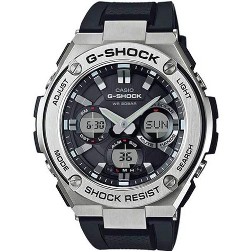 CASIO GENT'S GST-S110-1ADR G-STEEL SHOCK RESISTANT BLACK RESIN LARGE WATCH