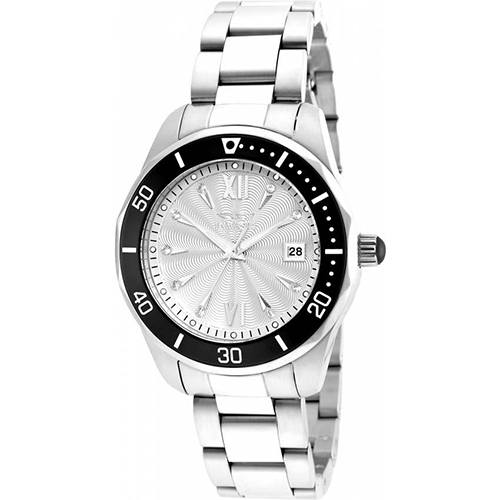 Invicta 21907 Women’s Pro Diver Quartz 3 Hand Silver Dial Watch