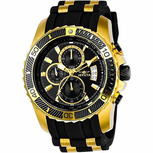 Invicta 22430 Men’s Pro Diver Quartz Multifunction Black Dial Silicone Watch