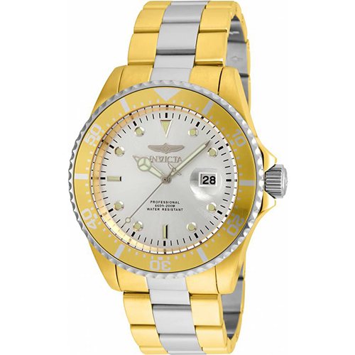 Invicta 23225 Men’s Pro Diver Quartz 3 Hand Silver Dial Watch