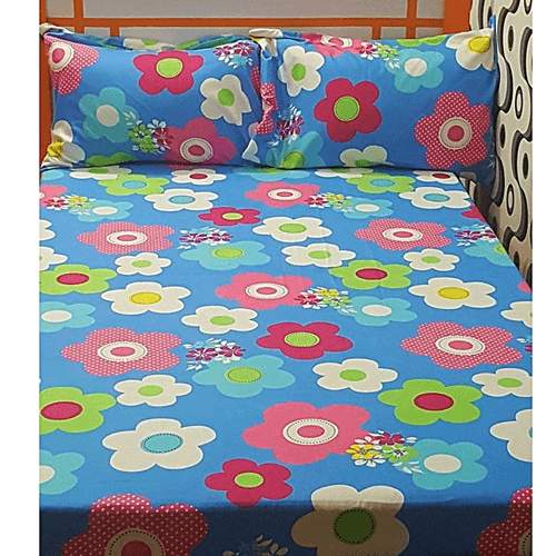 Deluxe Blue Swiss Hibiscus Bedsheet