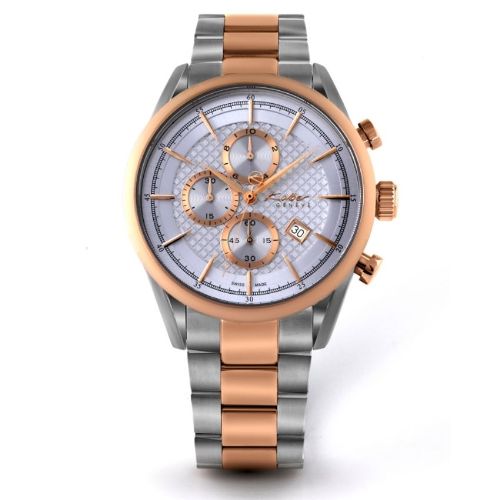 KOLBER GENEVE K9058231752 MEN’S CHRONOGRAPH SILVER DIAL ROSE GOLD WATCH