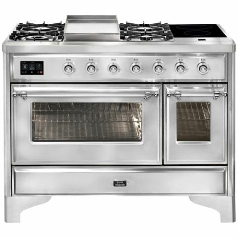 ILVE GAS COOKER | P12FNE3/SSC 120cm cooker 90cm + 30cm ovens and 6 gas burner top & Fry Top