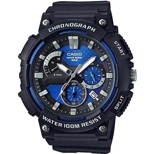 CASIO MCW200H-2AV MEN’S RETROGRADE CHRONOGRAPH BLUE DIAL RESIN LARGE WATCH