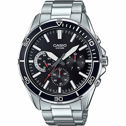 Casio MTD320D-1AV Men’s Multifunction Black Dial Bracelet Large Size Watch