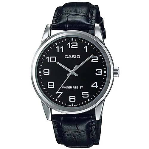 CASIO MTP-V001L-1BUDF MEN’S ANALOG BLACK LEATHER SMALL DRESS WATCH - Large