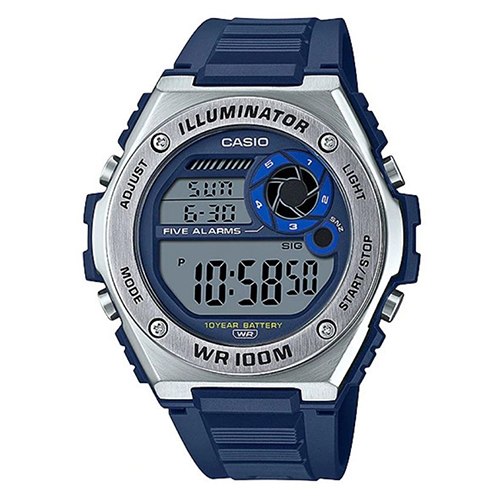 CASIO MWD-100H-2AVDF MEN’S DIGITAL ILLUMINATOR BLUE RESIN BAND WATCH - Large