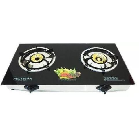 Polystar 2 Burner Table Gas 0.70MM Tempered Glass Top/ Beehive Burner/ Automatic Ignition -PV-MW854FL