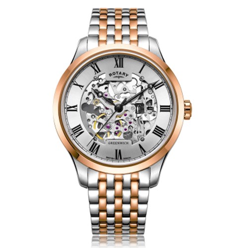 ROTARY GB02944/06 MEN’S GREENWICH AUTOMATIC TWO-TONE BRACELET WATCH