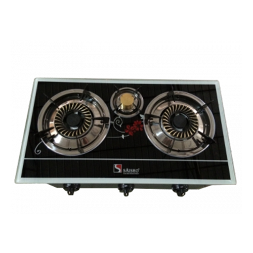 SAISHO S-306BF THREE BURNER GAS STOVE -BLACK FLORAL