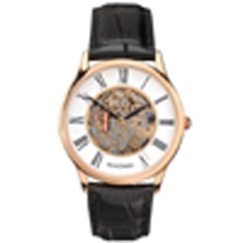 SEKONDA SK1203 MEN'S BLACK LEATHER SKELETON DIAL SMALL SIZE WATCH