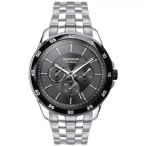 SEKONDA SK1392 MEN’S MULTI DIAL QUARTZ STAINLESS STEEL BRACELET WATCH