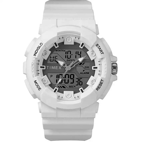 TIMEX T5M224 MEN’S MARATHON DUAL DISPLAY WHITE SILICONE WATCH