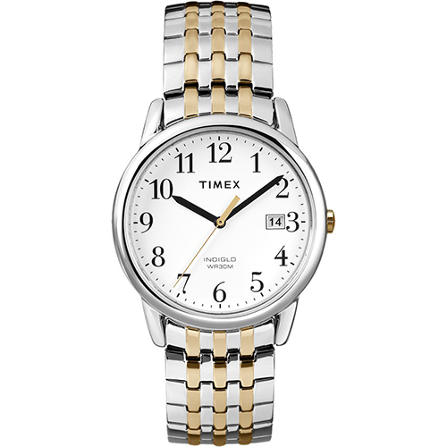 Timex T2P295 Men’s Easy to Read White Dial Two Tone Stainless Steel Expansion Band wih a Date Wind...