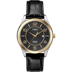 Timex T2P450 Men’s Two-tone Black Leather Strap Medium Size Watch