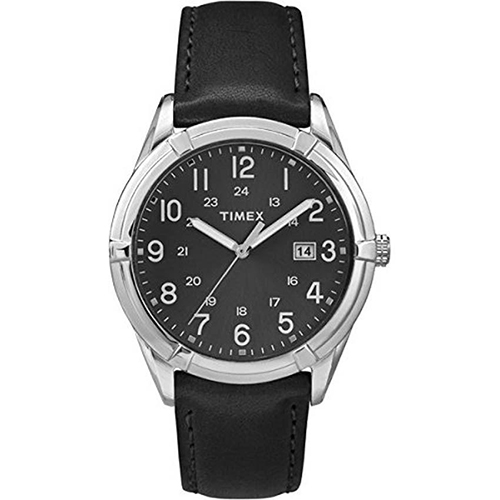 Timex T2P767 Men’s Main Street Analog Black Leather Medium Size Watch