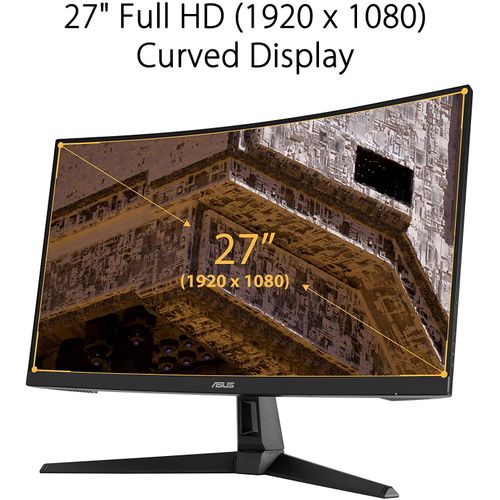 ASUS TUF Gaming VG27VH1BR 27” Curved Monitor, 1080P Full HD, 165Hz (Supports 144Hz), Extreme Low Motion Blur, Free Sync™, 1ms, Eye Care, HDMI D-Sub