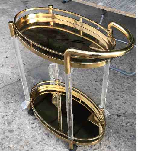 QUALITY DESIGNED 2 GOLDEN OVAL TRAYS STAND - AVAILABLE (JAFU)