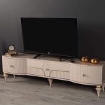 CREAM TV STAND WITH DRAWERS (1530)