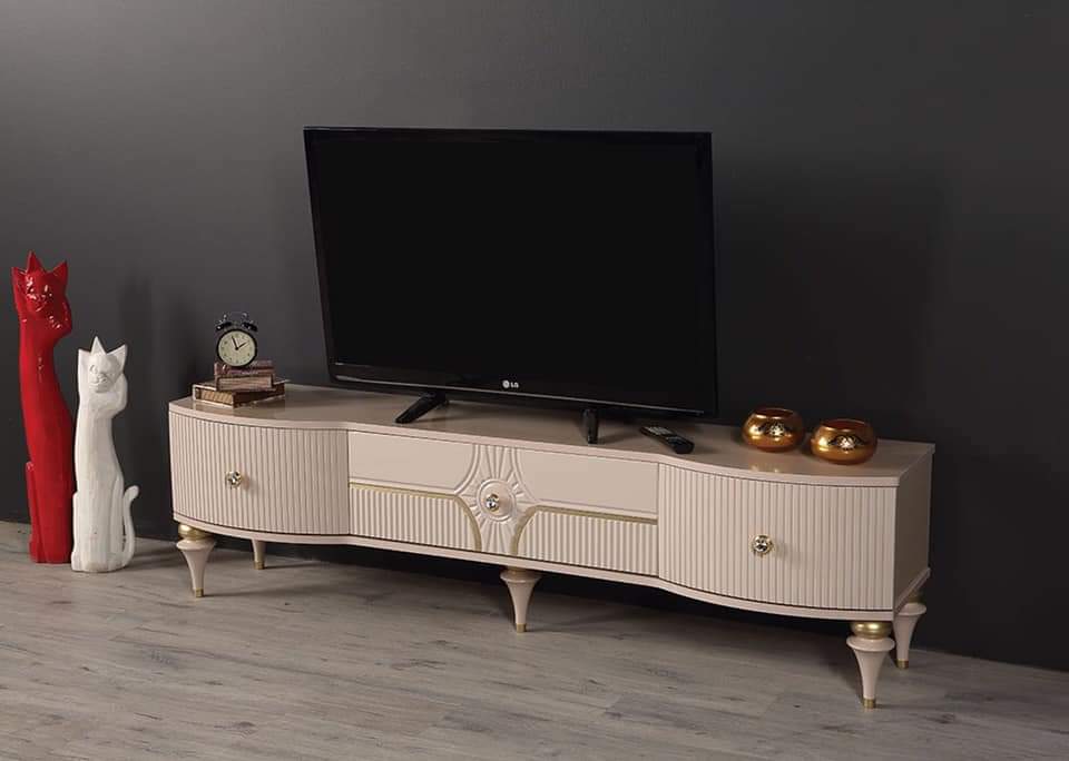 CREAM TV STAND WITH DRAWERS (1530)