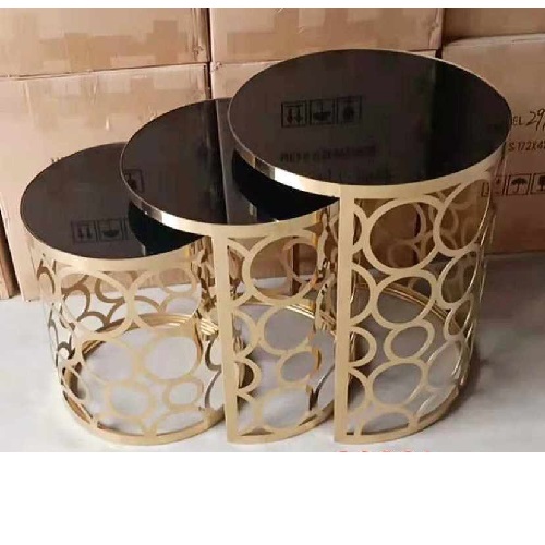 QUALITY DESIGNED 3 BLACK GRASS TOP SIDE STOOLS & GOLDEN FRAMES - AVAILABLE (JAFU)