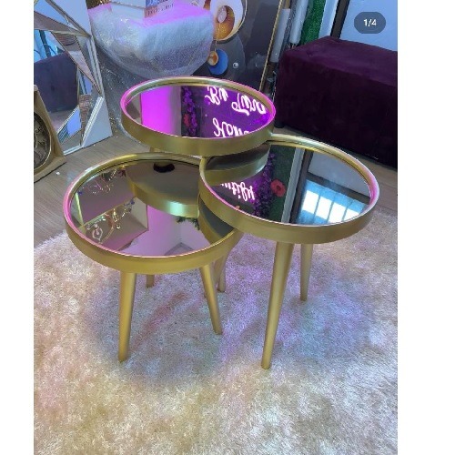 QUALITY DESIGNED 3 GOLD GLASS TOP CENTER TABLE -AVAILABLE (ZIDFU)