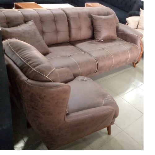 QUALITY DESIGNED BROWN 7 SEATERS SOFA CHAIRS (WITHOUT TABLE & STOOLS)-AVAILABLE (SETIN)