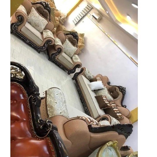 QUALITY DESIGNED CREAM & BROWN 7 SEATERS CHAIR ONLY - AVAILABLE (MOBIN)