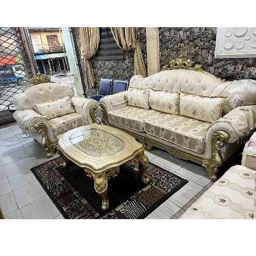 QUALITY DESIGNED 7 SEATERS SOFA WITH CENTER TABLE & 2 SIDE STOOLS -AVAILABLE (AUSFUR)