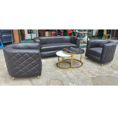 DARK GREY 7 SEATER SOFA WITH 2 IN 1 CENTRE TABLE (BENFU)