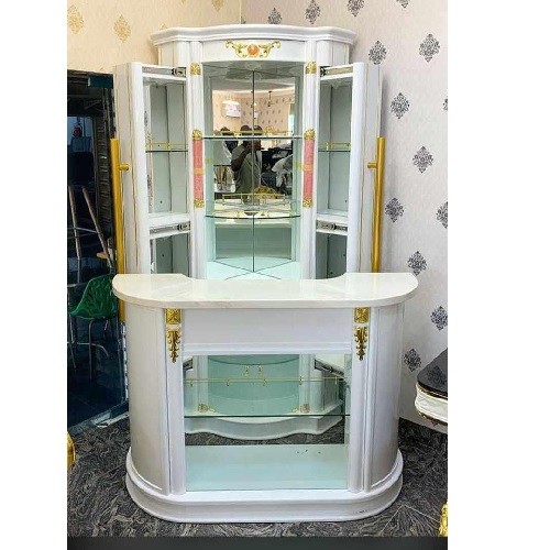 QUALITY DESIGNED WHITE BAR STAND WITH GLASS -AVAILABLE (AUSFUR)